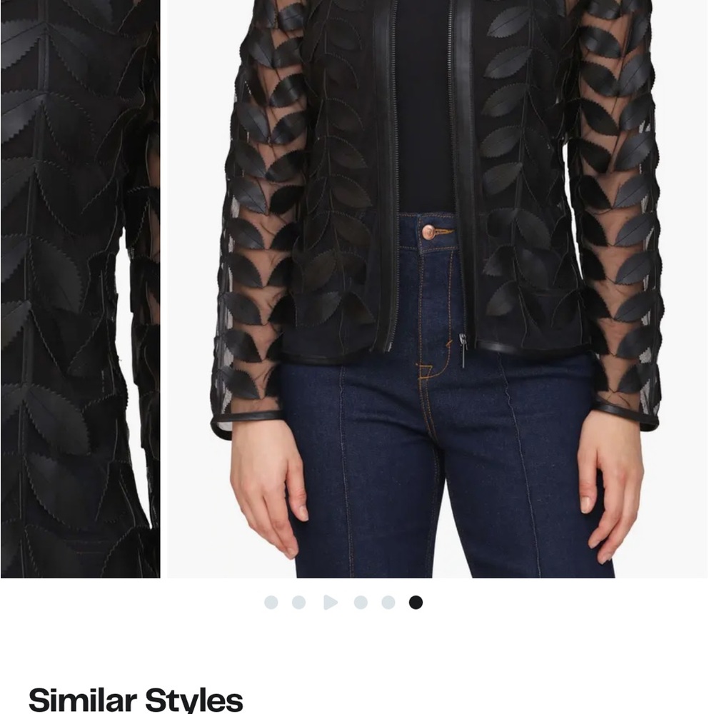 Chic Black Leaf Pattern Sheer Jacket - image 1